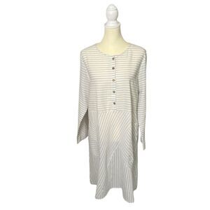 Celmia Collections Chic Cotton Pinstripe Long Sleeve Midi Dress Women's Size 2XL